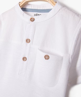 Tee-shirt à manches courtes col tunisien bébé garçon vue2 - GEMO(BEBE DEBT) - GEMO