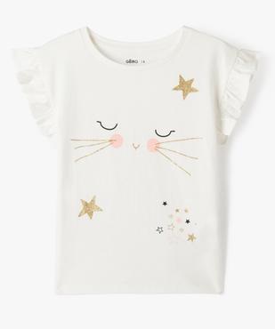 Tee-shirt sans manches avec motif chat et paillettes fille vue2 - GEMO 4G FILLE - GEMO
