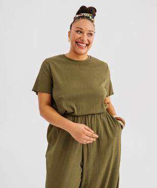 Tee-shirt marches courtes avec finitions froncées femme grande taille vue1 - GEMO 4G GT - GEMO