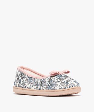 Chaussons forme ballerine en toile à motifs fleuris femme vue2 - GEMO 4G FEMME - GEMO