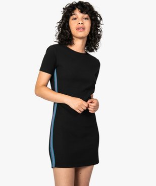 Robe femme forme tee-shirt avec bandes colorées sur les côtés vue1 - FOLLOW ME - GEMO
