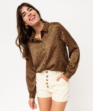 Chemise imprimée en matière satinée femme vue2 - GEMO(FEMME PAP) - GEMO