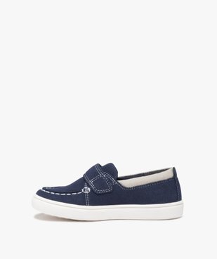 Chaussures bateau bébé garçon unies en suédine avec scratch vue3 - GEMO 4G GARCON - GEMO