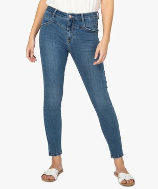 Jean femme coupe slim taille haute en coton stretch vue1 - FOLLOW ME - GEMO