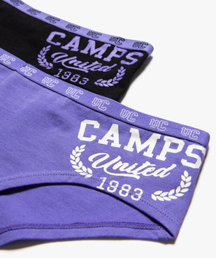 Shorties en coton stretch avec inscription fille (lot de 3) - Camps United vue2 - CAMPS UNITED - GEMO