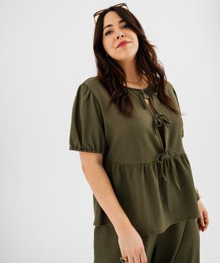 Blouse fluide en maille gaufrée femme grande taille vue2 - GEMO 4G GT - GEMO