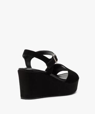 Sandales femme compensées dessus cuir suédé uni vue4 - GEMO(URBAIN) - GEMO