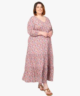 Robe femme grande taille longue imprimée à manches 3/4 vue1 - GEMO (G TAILLE) - GEMO