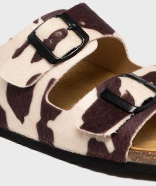 Mules à semelle intérieure cuir et motif pelage vache femme - Follow Me vue6 - FOLLOW ME - GEMO