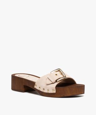 Mules femme à talon large et bride en cuir - Taneo vue2 - TANEO - GEMO