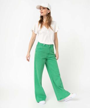 Tee-shirt femme à col V et manches volantées vue5 - GEMO 4G FEMME - GEMO