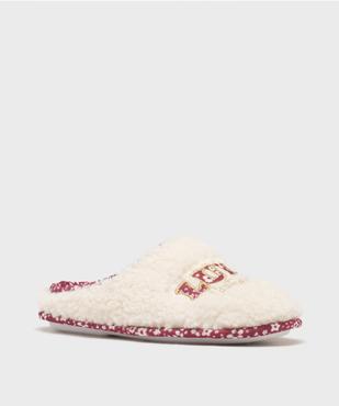 Mules d’intérieur en sherpa avec inscription brodée femme - LuluCastagnette vue2 - LULUCASTAGNETTE - GEMO