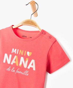 Tee-shirt bébé fille en coton à manches courtes et motif pailleté vue2 - PREMIER PRIX BY GEMO - GEMO