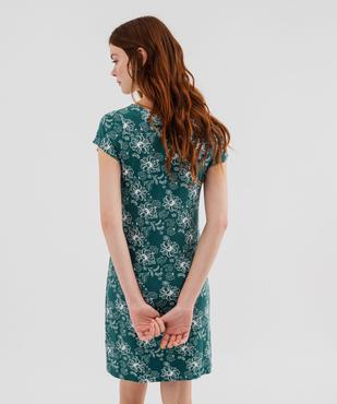 Chemise de nuit en maille extensible avec col V en dentelle femme vue3 - GEMO 4G FEMME - GEMO