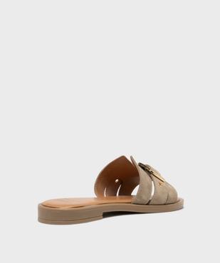 Mules en cuir suédé à bout ouvert femme - Tanéo vue4 - TANEO - GEMO