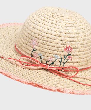 Chapeau capeline en paille brodée fille vue2 - GEMO (ENFANT) - GEMO