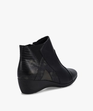 Boots femme confort dessus cuir à talon compensé vue4 - GEMO (CONFORT) - GEMO