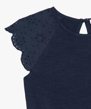 Tee-shirt fille avec épaules en broderie anglaise et bas à nouer vue2 - GEMO 4G FILLE - GEMO