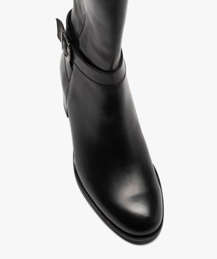 Bottes femme à talon dessus cuir uni et bride à boucle - Tanéo vue5 - TANEO - GEMO