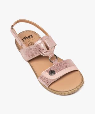 Sandales confort dessus cuir pailleté fermetures à scratch femme vue5 - G'FLEX - GEMO