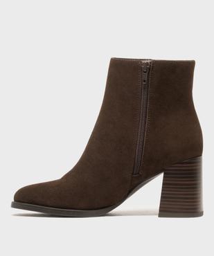 Boots à talon haut et bout carré en suédine femme - LuluCastagnette vue3 - LULUCASTAGNETTE - GEMO