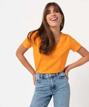 Tee-shirt à manches courtes avec col V roulotté femme vue2 - GEMO(FEMME PAP) - GEMO