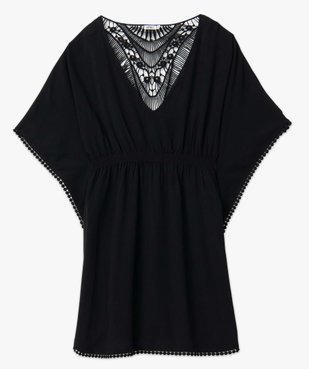 Robe de plage femme avec dos en dentelle et finitions pompons vue4 - GEMO (PLAGE) - GEMO