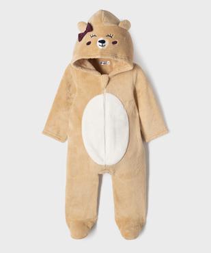Combinaison pyjama à capuche motif ourson bébé fille  vue1 - GEMO(BB COUCHE) - GEMO