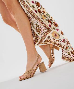Sandales à talon large en suédine femme vue7 - FOLLOW ME - GEMO
