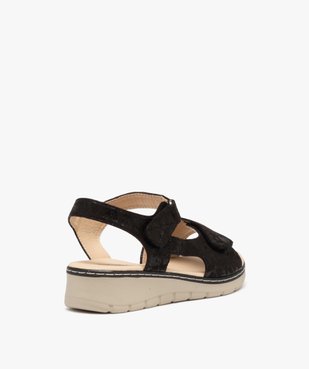 Sandales femme confort en tissu brillant et à scratch vue4 - SANS MARQUE - GEMO