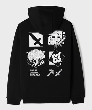 Sweat à capuche avec motif poitrine et dos garçon - Minecraft vue4 - MINECRAFT - GEMO