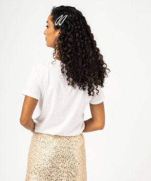 Tee-shirt manches courtes imprimé pailleté Noël femme vue3 - GEMO(FEMME PAP) - GEMO