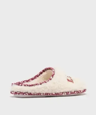 Mules d’intérieur en sherpa avec inscription brodée femme - LuluCastagnette vue4 - LULUCASTAGNETTE - GEMO