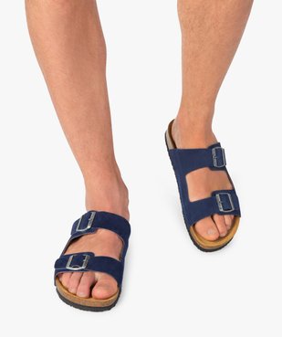 Mules homme dessus cuir larges brides à boucle vue1 - GEMO (CASUAL) - GEMO