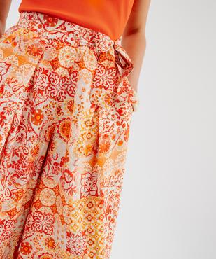 Pantalon ample en viscose texturée et fluide femme vue2 - GEMO 4G FEMME - GEMO