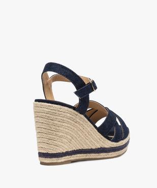 Sandales femme en denim et talon compensé en corde vue4 - GEMO(URBAIN) - GEMO