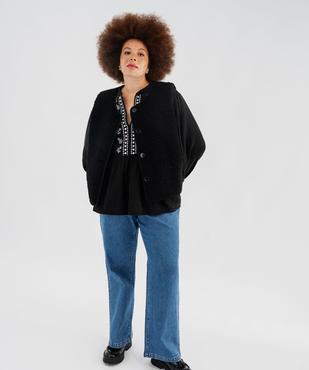 Blouse manches longues en gaze de coton brodé femme grande taille vue4 - GEMO (G TAILLE) - GEMO