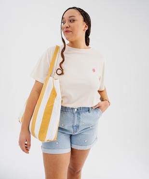 Tee-shirt manches courtes avec motifs femme grande taille vue3 - GEMO (G TAILLE) - GEMO