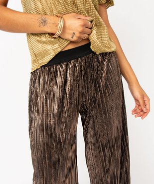 Pantalon de soirée plissé brillant femme vue2 - GEMO(FEMME PAP) - GEMO