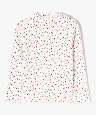 Tee-shirt fille à manches longues et col cheminé motif fleuri vue1 - GEMO (ENFANT) - GEMO