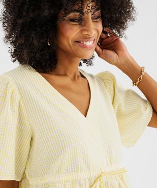 Blouse manches courtes en seersucker à basque femme vue2 - GEMO(FEMME PAP) - GEMO