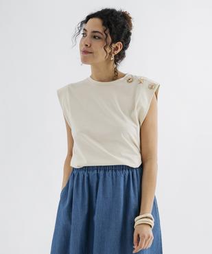 Tee-shirt sans manches avec boutons fantaisie sur l’épaule femme vue1 - GEMO 4G FEMME - GEMO