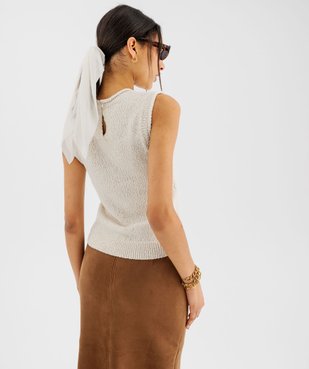 Pull léger sans manches avec finitions roulottées femme vue3 - GEMO(FEMME PAP) - GEMO