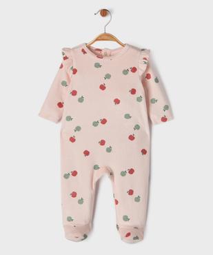Pyjama en velours à motifs pommes et volants aux épaules bébé vue1 - GEMO 4G BEBE - GEMO