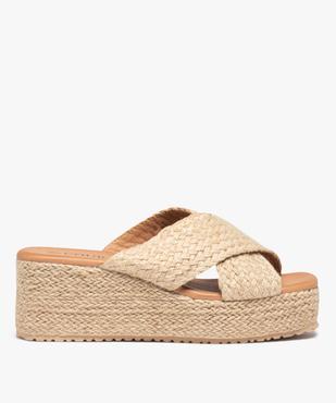 Sandales femme à talon compensé et à brides en corde tressée  vue1 - SANS MARQUE - GEMO