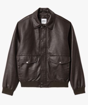 Blouson en cuir imitation avec larges poches homme vue4 - GEMO 4G HOMME - GEMO