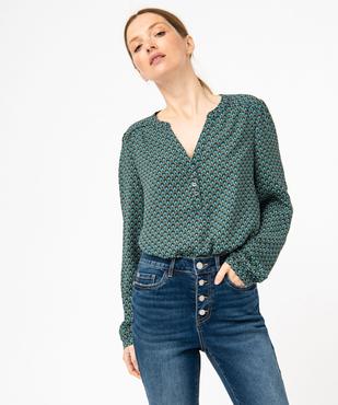 Blouse à motifs avec col V boutonné femme vue1 - GEMO 4G FEMME - GEMO