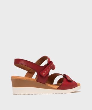 Sandales femme compensées à brides scratch en cuir vue10 - VALENTINA BALDA - GEMO
