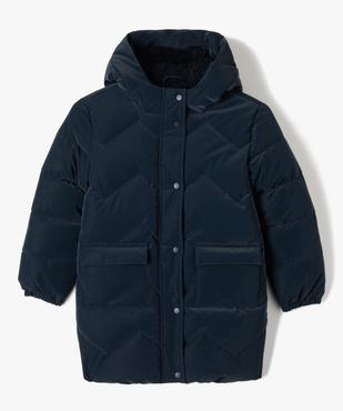 Manteau fille matelassé doublé peluche à capuche vue1 - GEMO 4G FILLE - GEMO