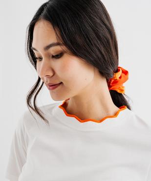 Tee-shirt manches courtes à col fantaisie en jersey de coton femme vue2 - GEMO(FEMME PAP) - GEMO